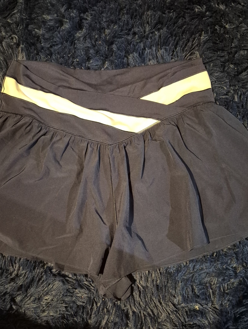 aerie Black Shorts with Cream Crossover Waistband